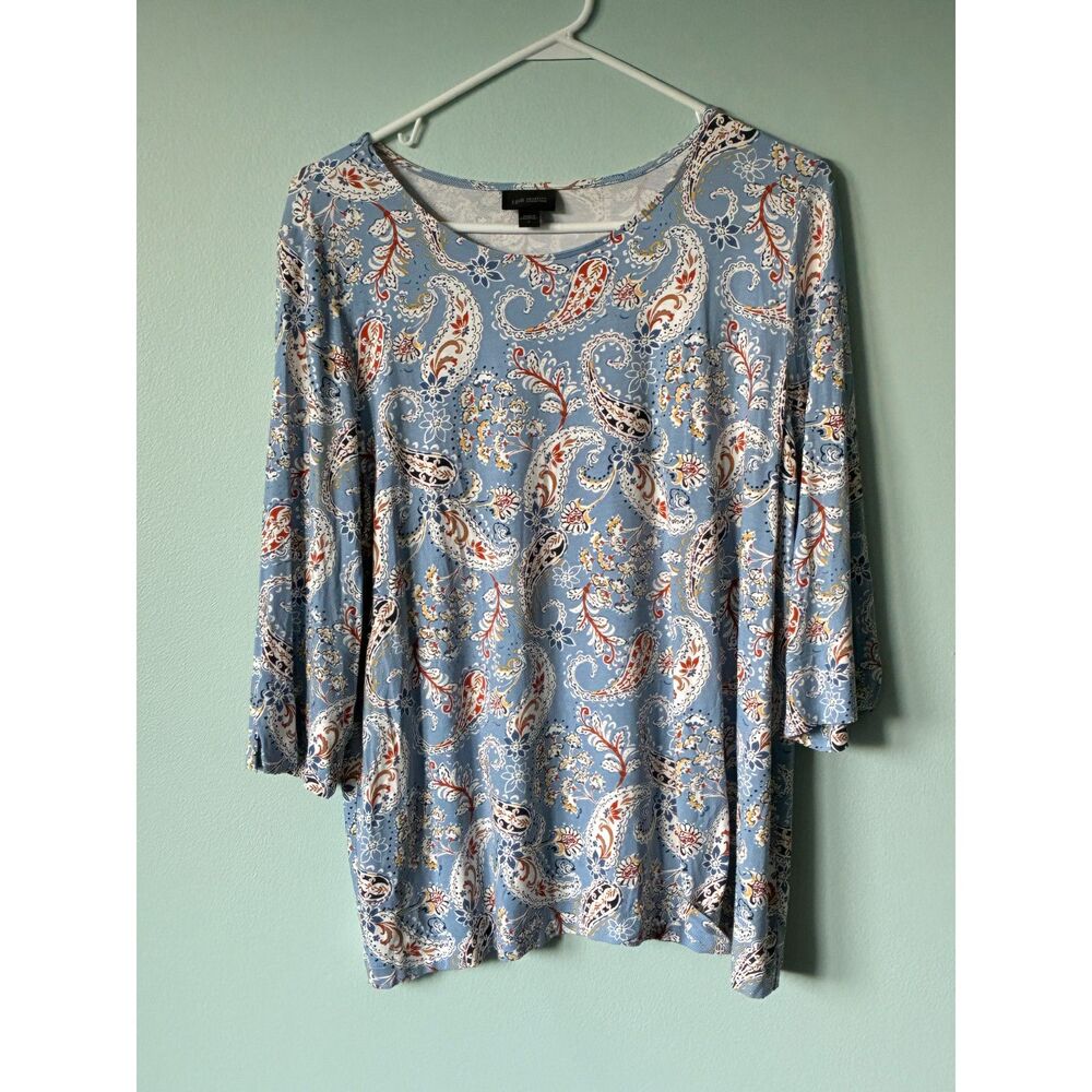 J Jill Wearever Collection Paisley Knit Top. SZ L